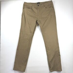 Jachs New York Mens Stretch Sateen Slim Straight Pants Tan Khaki 38x34